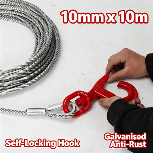 10mm 10m steel winch cable - 10mm,